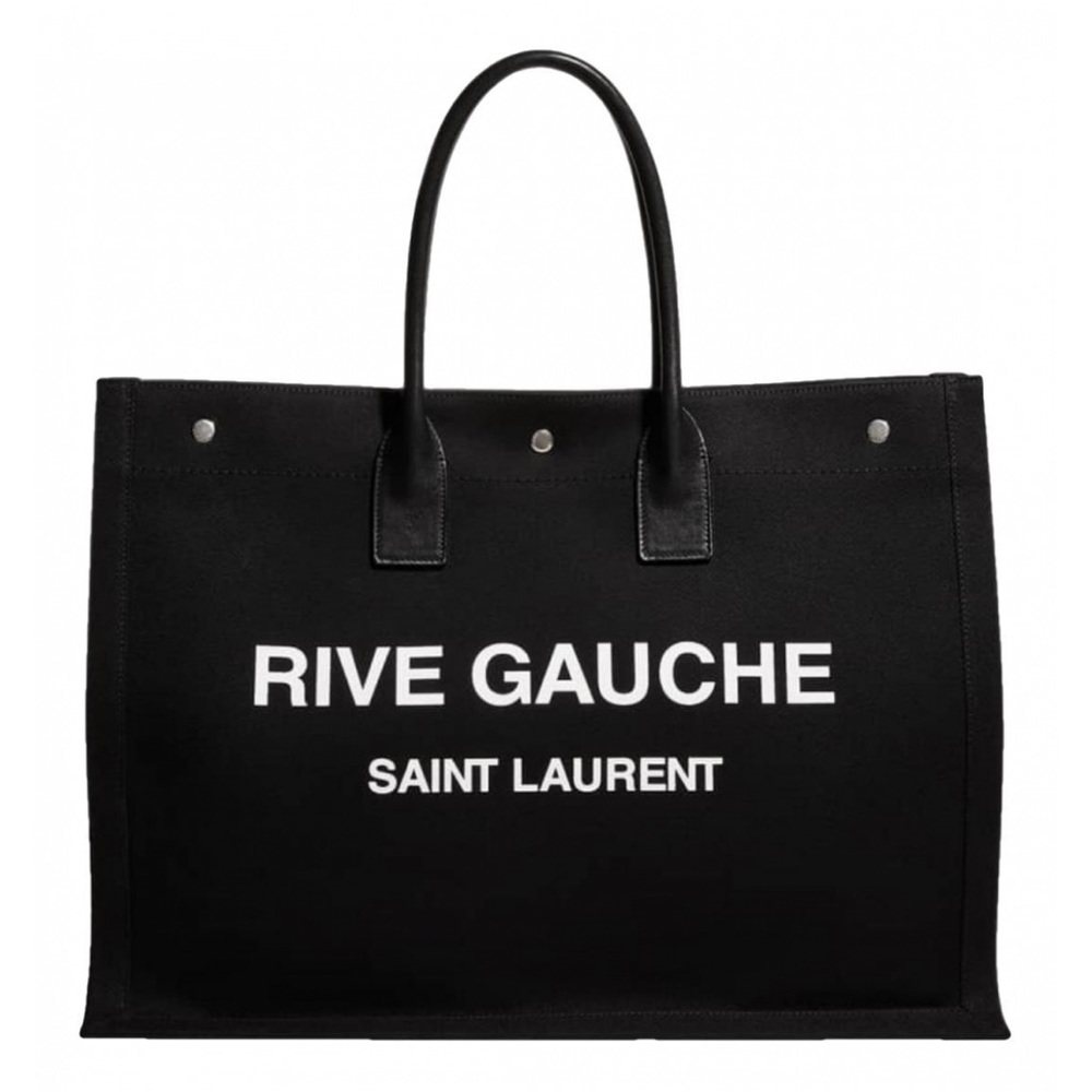 SAINT LAURENT Rive Gauche logo printed canvas tote